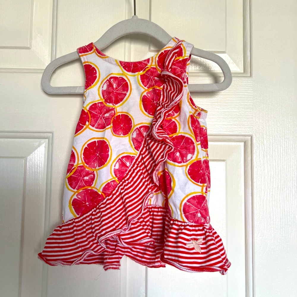 Burt’s Bees baby girls 12 months grapefruit shape short top shirt